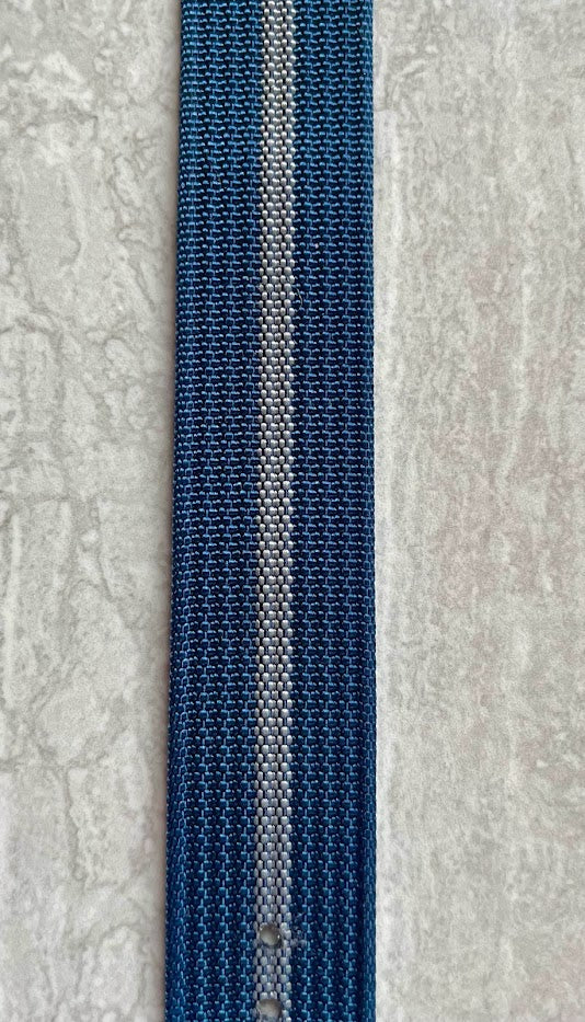 The 'Bonnie Robin' - Blue and grey single pass ribbed nylon strap