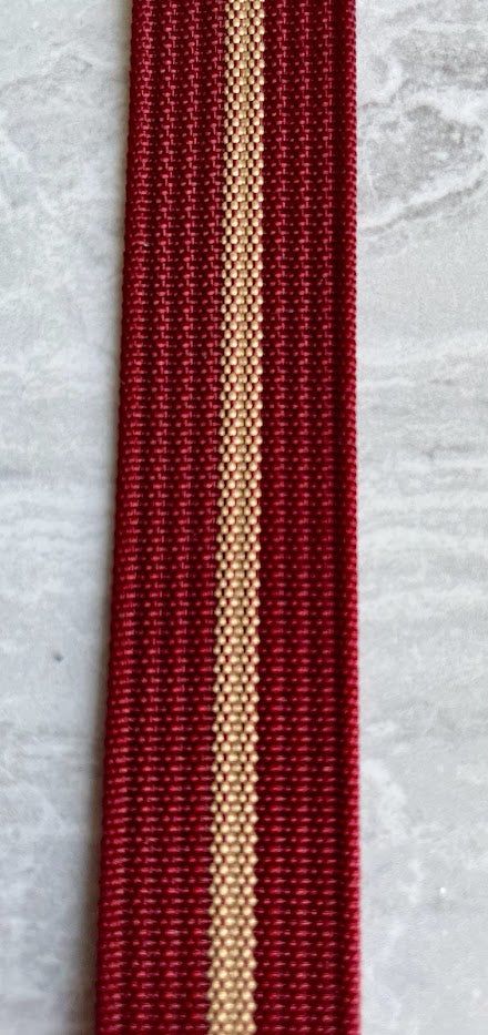 The 'Full Monty' - Burgundy and beige single pass ribbed nylon strap