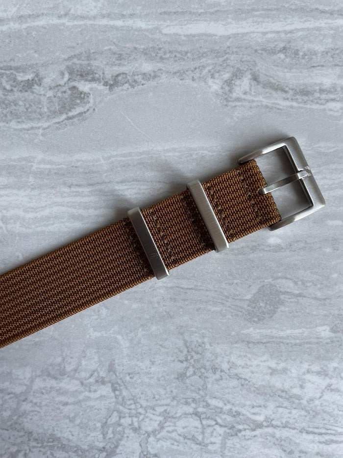The 'Prairie Rebel' - Light brown single pass ribbed nylon strap