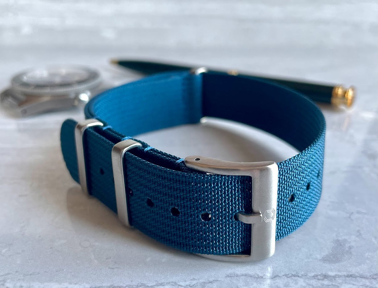 The 'Artful' - Teal adjustable watch strap made of ribbed nylon