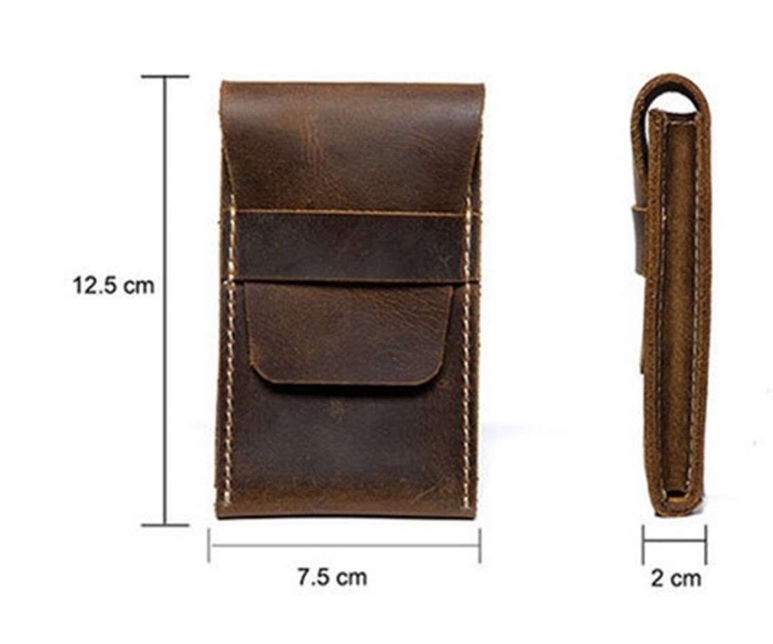 Brown leather watch pouch