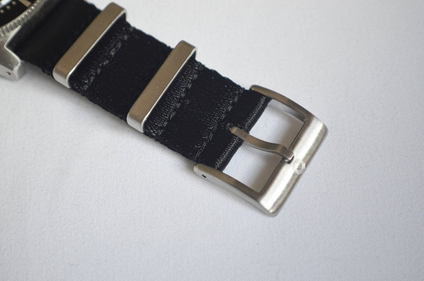 The 'Azumi' - Black adjustable military watch strap made of a soft seat belt nylon