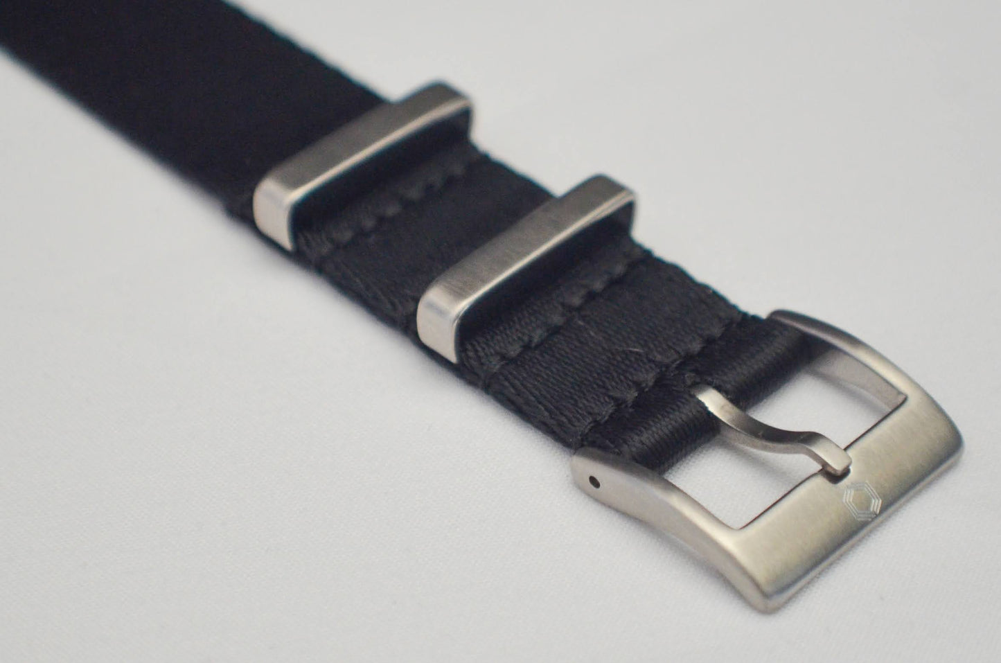 The 'Bangkok Sky' - Single pass black watch strap made of a soft seatbelt nylon