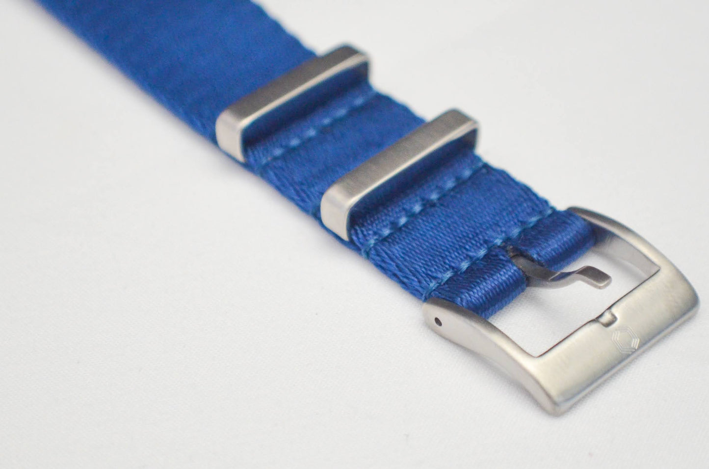 The 'Gimli' - Single pass blue watch strap made of a soft seatbelt nylon