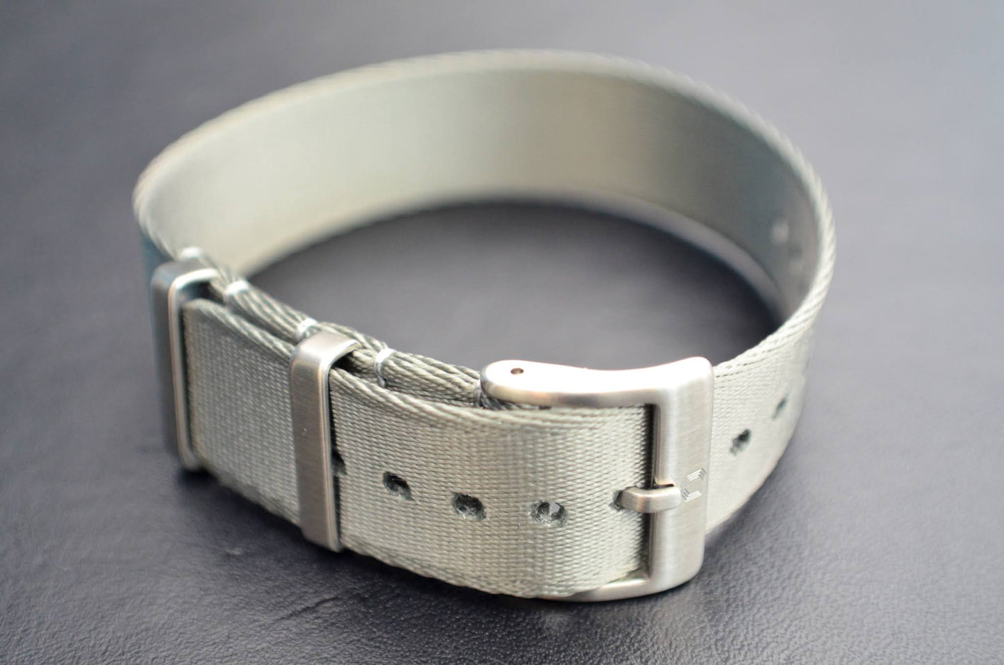 The ' Lancaster' - Single pass grey watch strap made of a soft seatbelt nylon