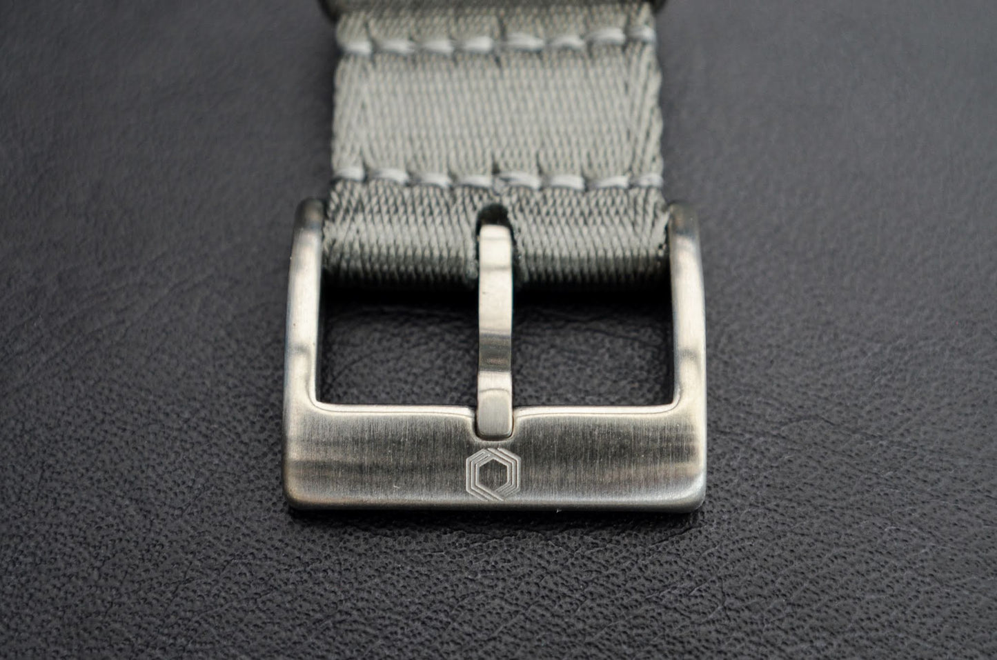 The 'CJM' - Grey adjustable military watch strap made of a soft seat belt nylon