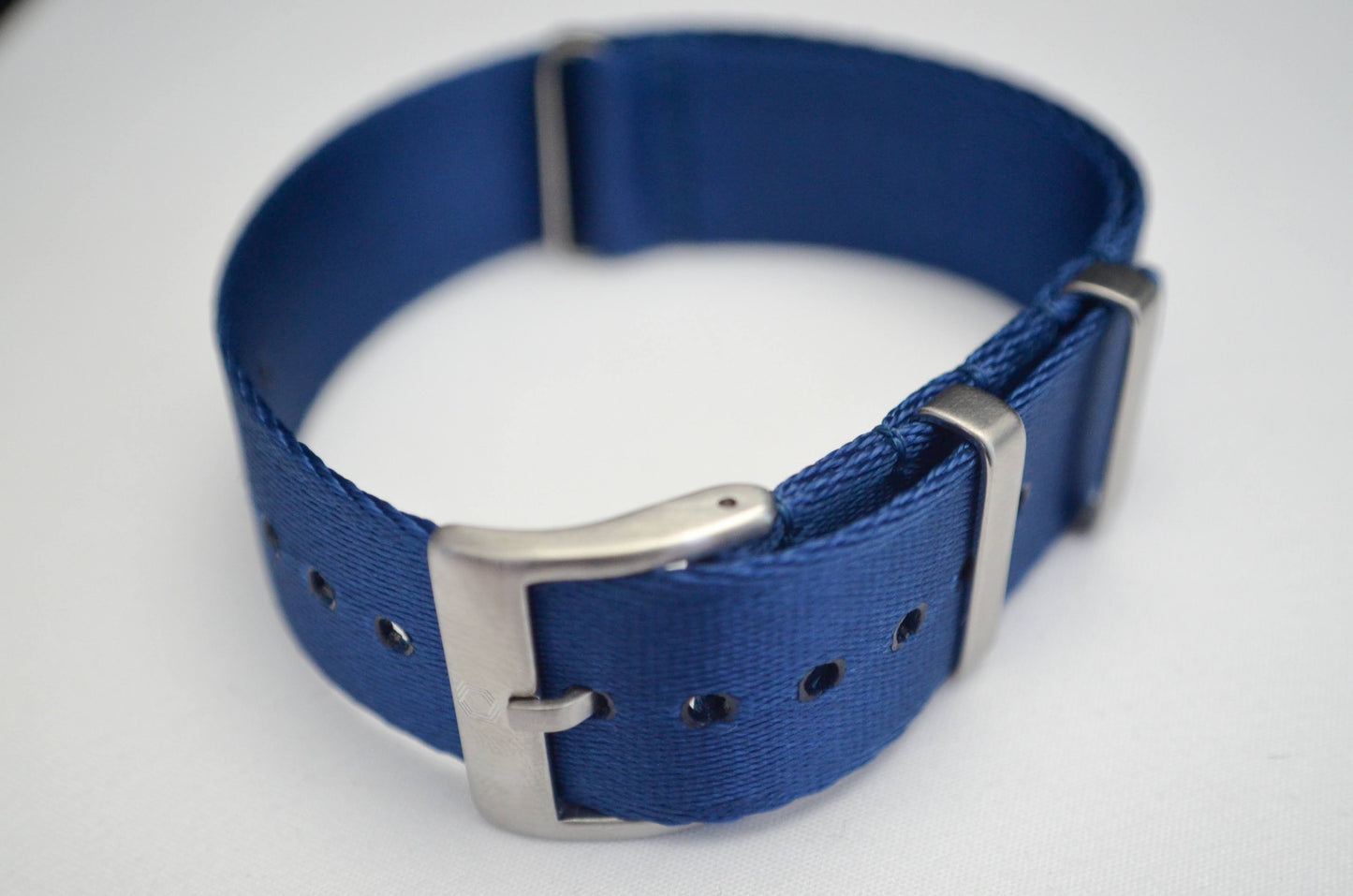 The 'Blue Bomber' - Blue adjustable military watch strap made of a soft seat belt nylon